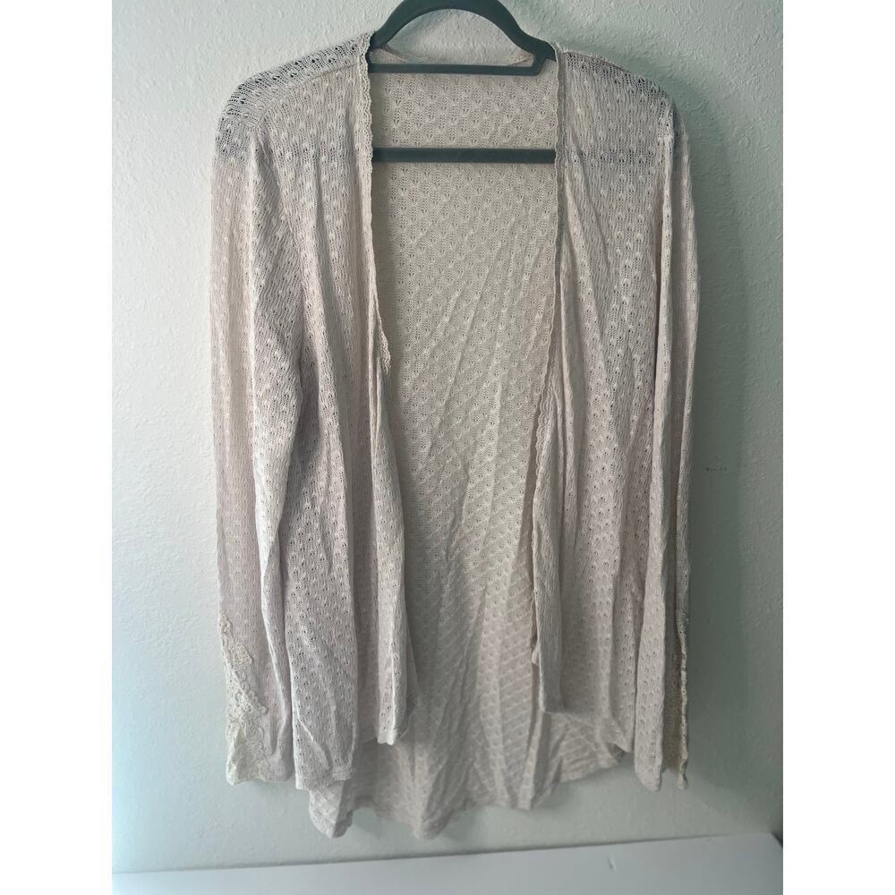 Maurices Cream/Beige Open front crochet cardigan XL
